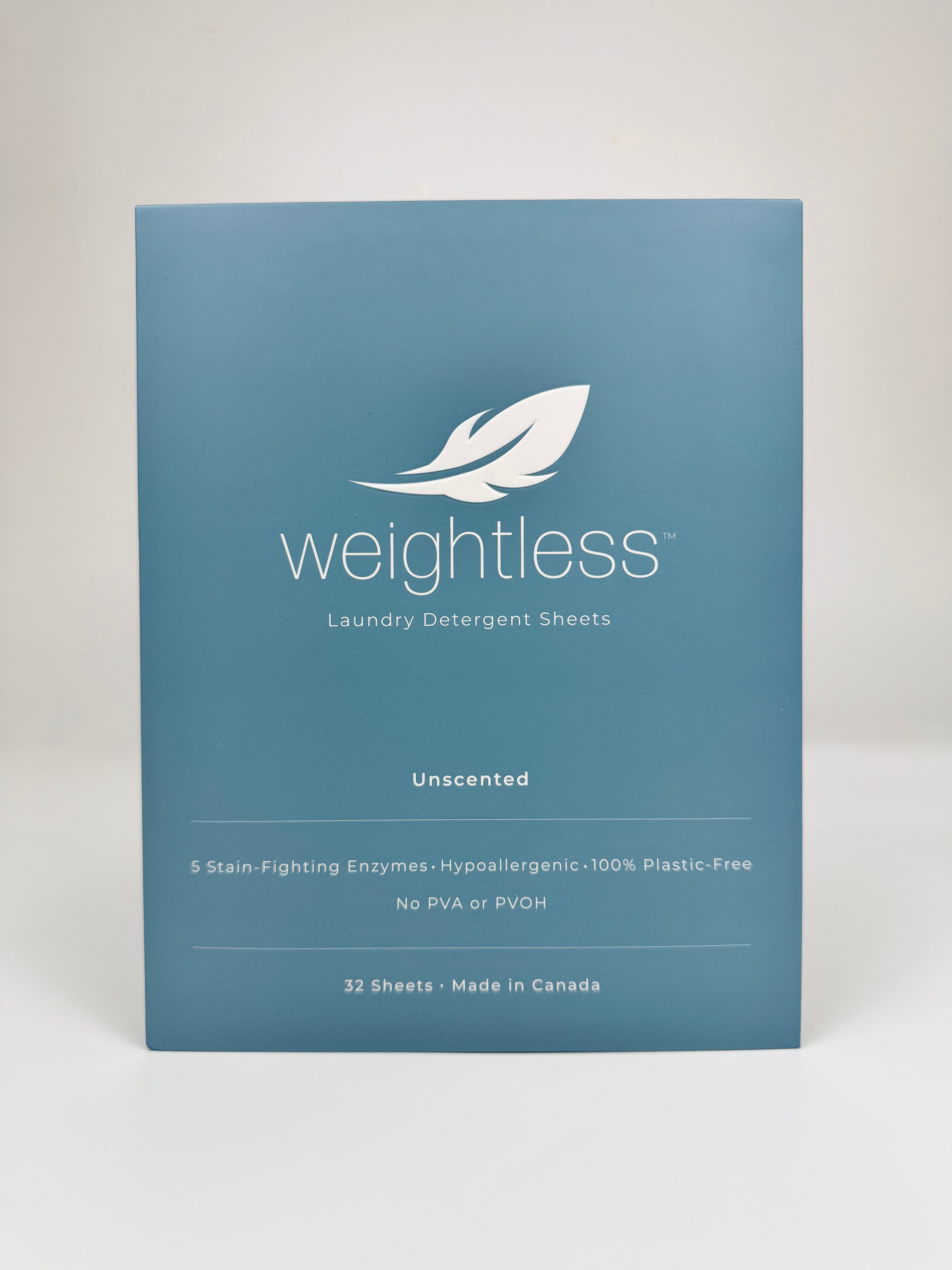 Welcome to the NEW Weightless Laundry Sheets. PVA-Free, Unscented, Made in Canada