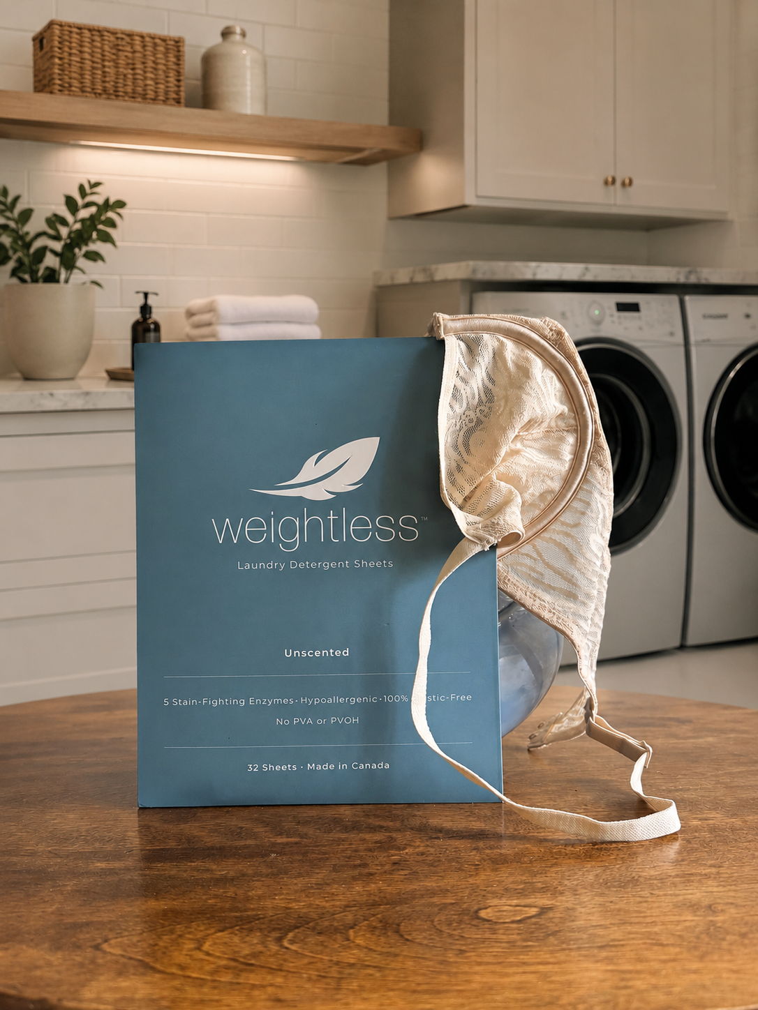 Welcome to the NEW Weightless Laundry Sheets. PVA-Free, Unscented, Made in Canada
