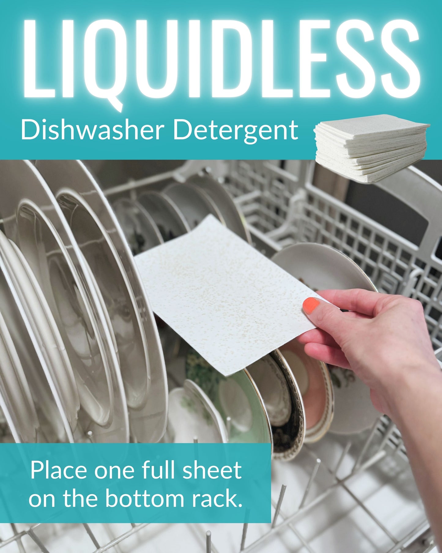 Dishwasher Detergent Sheets. Earth-Friendly Alternative to Pods, Liquids & Powders